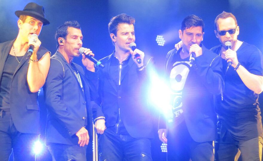 New Kids on the Block performing live in concert.